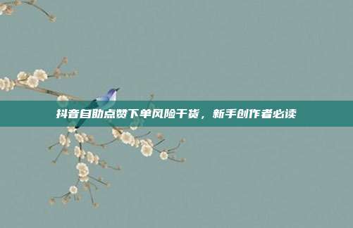 抖音自助点赞下单风险干货，新手创作者必读