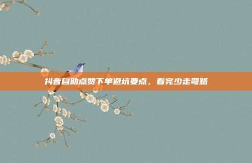 抖音自助点赞下单避坑要点，看完少走弯路