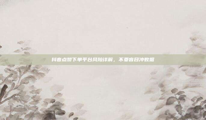 抖音点赞下单平台风险详解，不要盲目冲数据