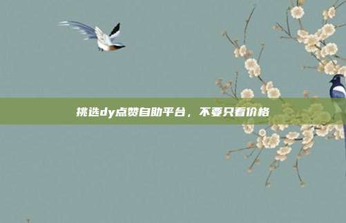 挑选dy点赞自助平台，不要只看价格