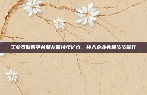工业互联网平台朋友圈持续扩容，接入企业数量节节攀升