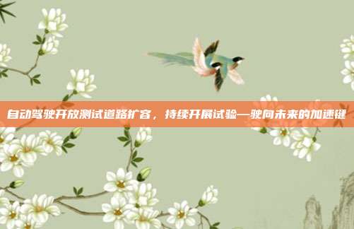 自动驾驶开放测试道路扩容，持续开展试验—驶向未来的加速键