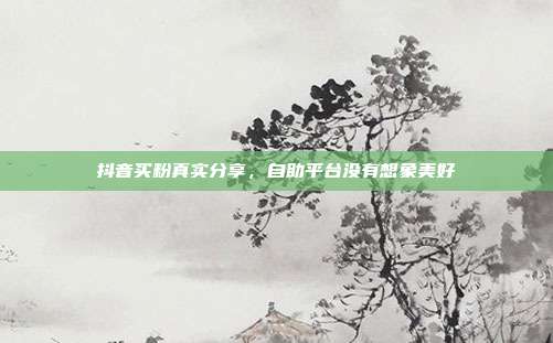 抖音买粉真实分享，自助平台没有想象美好