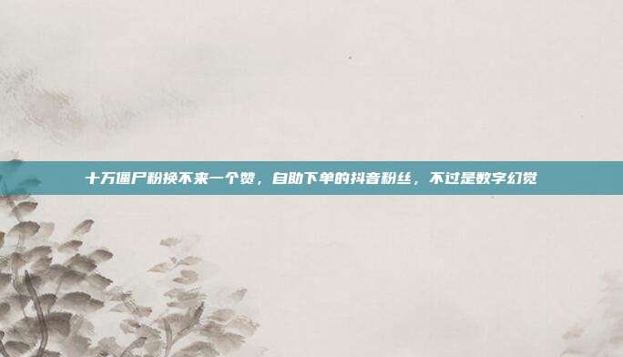 十万僵尸粉换不来一个赞,自助下单的抖音粉丝,不过是数字幻觉