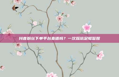 抖音粉丝下单平台靠谱吗?一次踩坑足够警醒