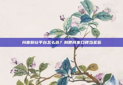抖音粉丝平台怎么选？别把商家口碑当圣旨
