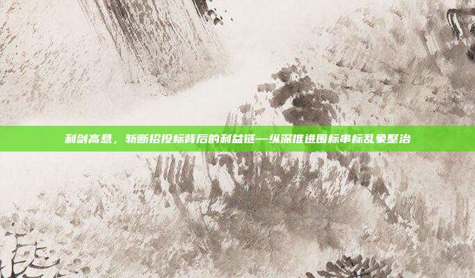 利剑高悬，斩断招投标背后的利益链—纵深推进围标串标乱象整治
