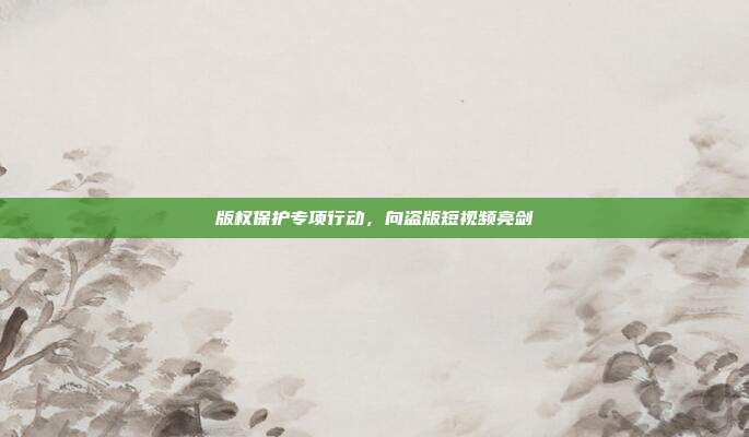 版权保护专项行动，向盗版短视频亮剑