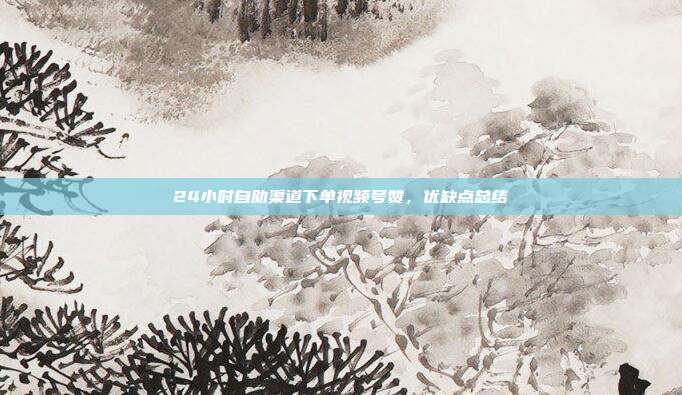 24小时自助渠道下单视频号赞,优缺点总结