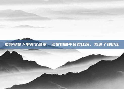 视频号赞下单真实感受，多家自助平台对比后，我选了性价比