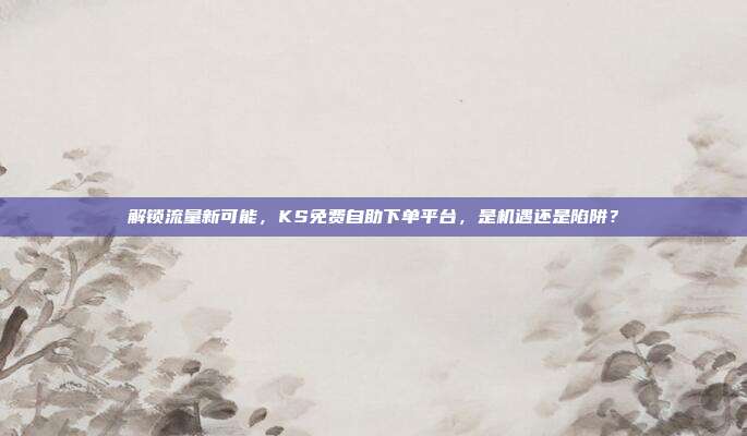 解锁流量新可能,KS免费自助下单平台,是机遇还是陷阱?