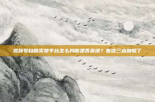 视频号自助买赞平台怎么判断是否靠谱?看这三点就够了