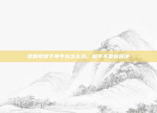 视频号赞下单平台怎么选，新手不要盲目冲
