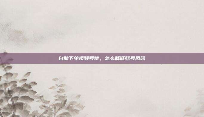 自助下单视频号赞,怎么降低账号风险