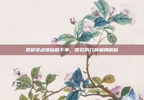 视频号点赞自助下单，常见的几种骗局解析