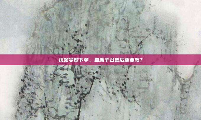 视频号赞下单,自助平台售后重要吗?