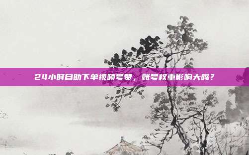 24小时自助下单视频号赞,账号权重影响大吗?