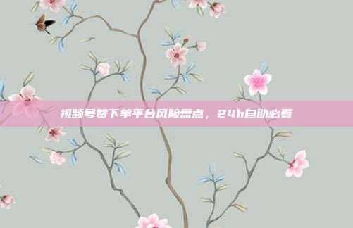视频号赞下单平台风险盘点，24h自助必看
