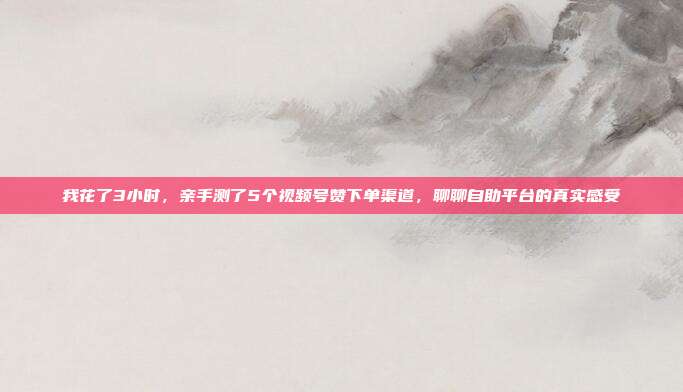 我花了3小时，亲手测了5个视频号赞下单渠道，聊聊自助平台的真实感受