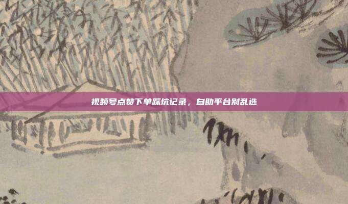 视频号点赞下单踩坑记录，自助平台别乱选