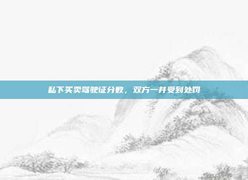 私下买卖驾驶证分数,双方一并受到处罚