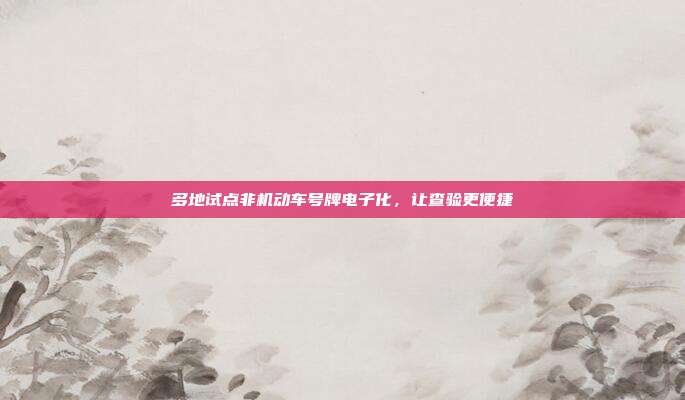多地试点非机动车号牌电子化,让查验更便捷