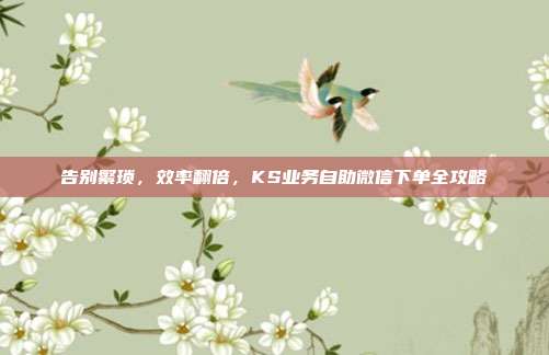 告别繁琐,效率翻倍,KS业务自助微信下单全攻略