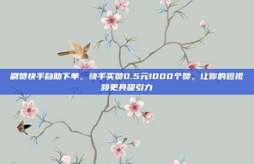 刷赞快手自助下单，快手买赞0.5元1000个赞，让你的短视频更具吸引力