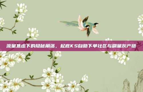 流量焦虑下的隐秘角落，起底KS自助下单社区与刷量灰产链