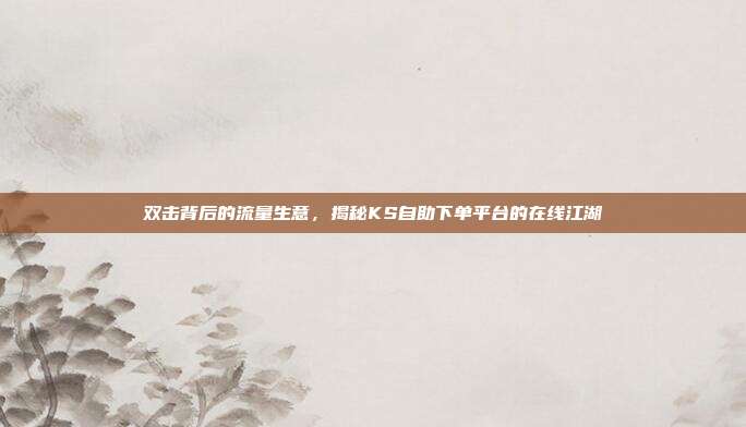 双击背后的流量生意，揭秘KS自助下单平台的在线江湖