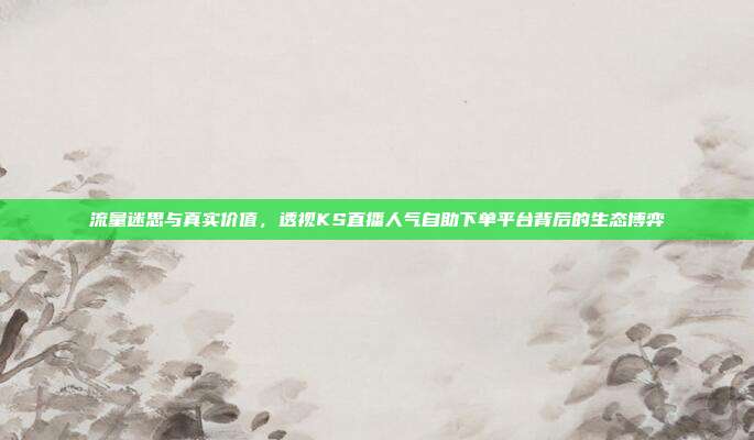 流量迷思与真实价值，透视KS直播人气自助下单平台背后的生态博弈