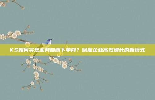 KS如何实现业务自助下单网?赋能企业高效增长的新模式