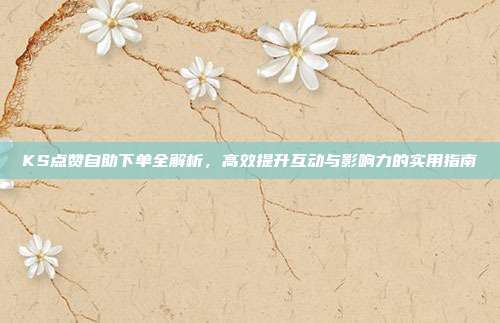 KS点赞自助下单全解析，高效提升互动与影响力的实用指南