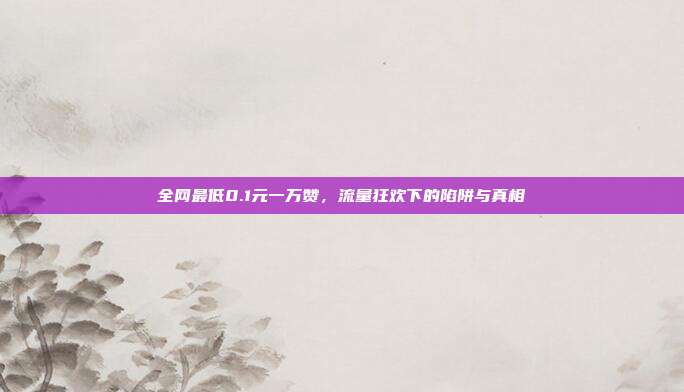全网最低0.1元一万赞，流量狂欢下的陷阱与真相