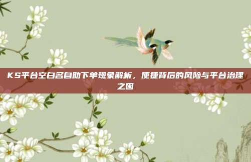 KS平台空白名自助下单现象解析，便捷背后的风险与平台治理之困