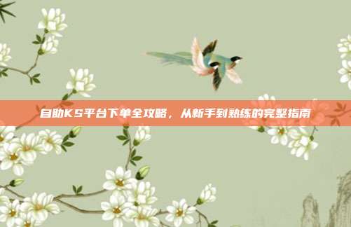 自助KS平台下单全攻略，从新手到熟练的完整指南
