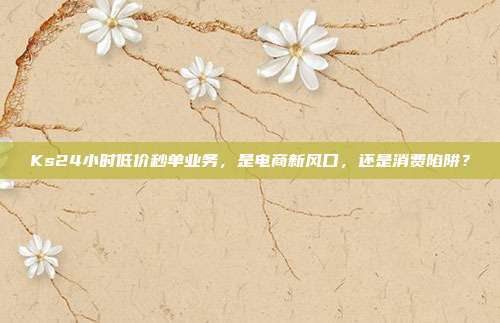 Ks24小时低价秒单业务,是电商新风口,还是消费陷阱?