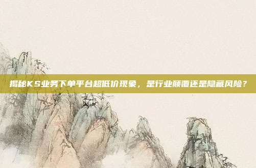 揭秘KS业务下单平台超低价现象,是行业颠覆还是隐藏风险?