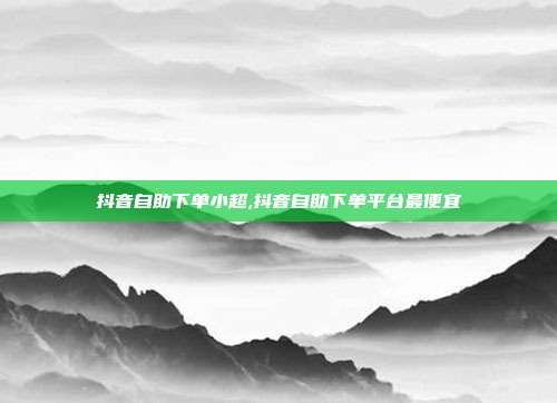 抖音自助下单小超,抖音自助下单平台最便宜