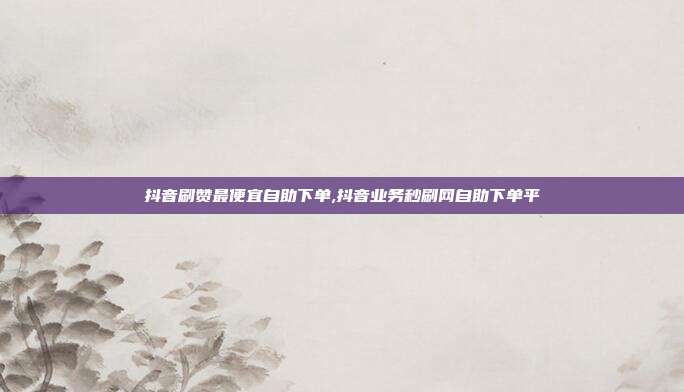 抖音刷赞最便宜自助下单,抖音业务秒刷网自助下单平