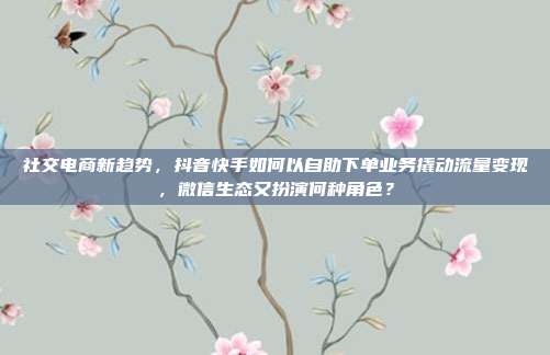 社交电商新趋势,抖音快手如何以自助下单业务撬动流量变现,微信生态又扮演何种角色?