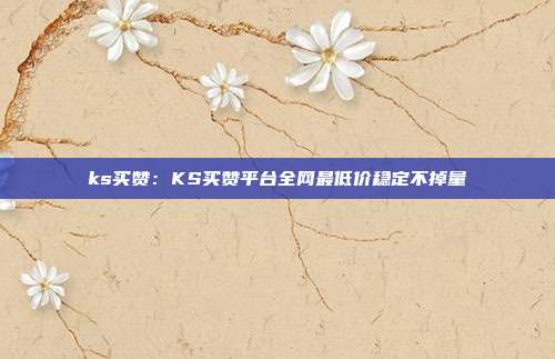 ks买赞：KS买赞平台全网最低价稳定不掉量