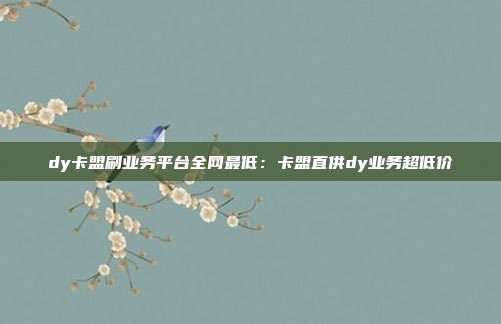 dy卡盟刷业务平台全网最低：卡盟直供dy业务超低价