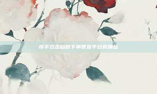 快手双击自助下单便宜平台有哪些