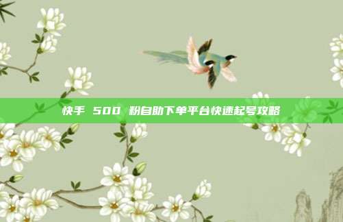 快手 500 粉自助下单平台快速起号攻略