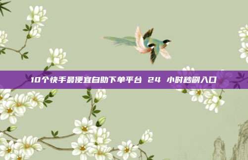 10个快手最便宜自助下单平台 24 小时秒刷入口