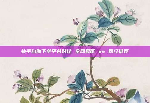 快手自助下单平台对比 全网最低 vs 网红推荐