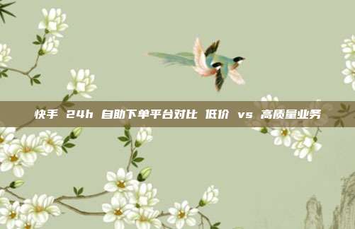 快手 24h 自助下单平台对比 低价 vs 高质量业务