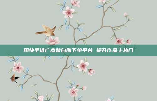 用快手推广点赞自助下单平台 提升作品上热门