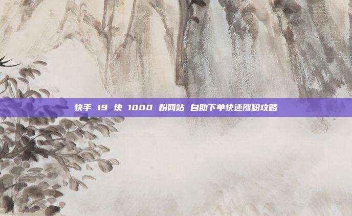 快手 19 块 1000 粉网站 自助下单快速涨粉攻略